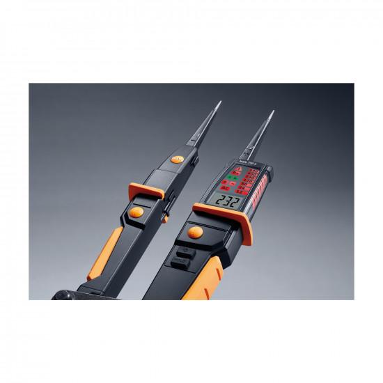 Testo 750-3 ძაბვის ტესტერი – 690 V AC/DC, LC ეკრანით, მბრუნავი ველი, ერთპოლუსიანი ფაზის და RCD ტესტი, ფანრით (0590 7503)