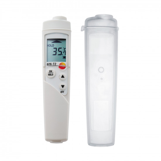 Testo 826-T2 Infrared Thermometer for Food – 6:1 Optics, Single-Point Laser, −50…+300 °C, TopSafe Case Included (0563 8282)
