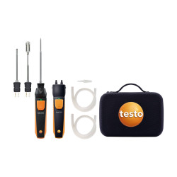 Testo ჭკვიანი ზონდების HVAC ნაკრები – 915i უსადენო თერმომეტრი + ჰაერის/ჩასაძირი/ზედაპირის K ტიპის ზონდი + 510i დიფერენციალური მანომეტრი, ჩანთით (0563 0010)