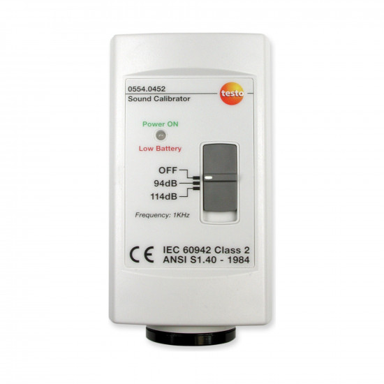 Testo Sound Level Calibrator – 94/114 dB, 1000 Hz, IEC 60942 Class 2, Compatible with ½ and 1 inch Microphones (0554 0452)