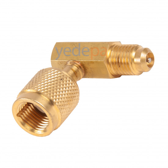Value V02 90° HVAC თითბერის L-მუხლი ადაპტერი (1/4" გარე x 5/16" შიდა ხრახნი)