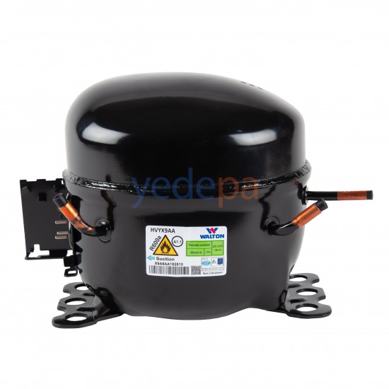 Walton GVYX9AA 1/4+ Hp Hermetik Buzdolabı Soğutucu Kompresör - R600a, 220V, 185W Soğutma Kapasiteli, Sessiz Çalışma ve Yüksek Verimlilik