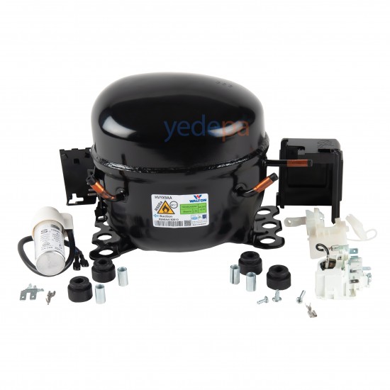 Walton GVYX9AA 1/4+ Hp Hermetik Buzdolabı Soğutucu Kompresör - R600a, 220V, 185W Soğutma Kapasiteli, Sessiz Çalışma ve Yüksek Verimlilik