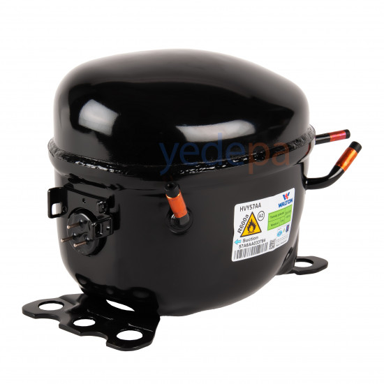 Walton HVY57AA 1/5 HP R600a დაბალი ხმაურის საყოფაცხოვრებო სამაცივრო კომპრესორი – 88.3W გაგრილების სიმძლავრით, მაღალეფექტური და ეკოლოგიური