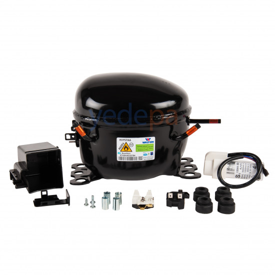 Walton HVY57AA 1/5 HP R600a დაბალი ხმაურის საყოფაცხოვრებო სამაცივრო კომპრესორი – 88.3W გაგრილების სიმძლავრით, მაღალეფექტური და ეკოლოგიური