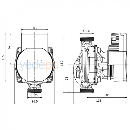 Wilo Para 25-130/8-75 SCU High-Efficiency Circulation Pump for Combi Boilers and Heating Systems