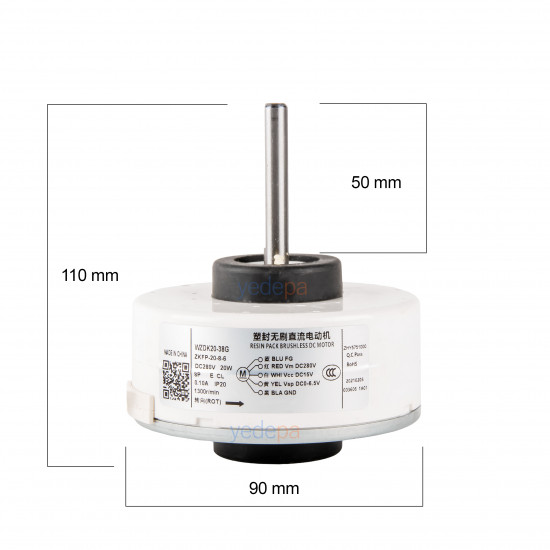 WZDK20-38G (ZKFP-20-8-6) 20W İnverter Klima İç Ünite DC Fan Motoru