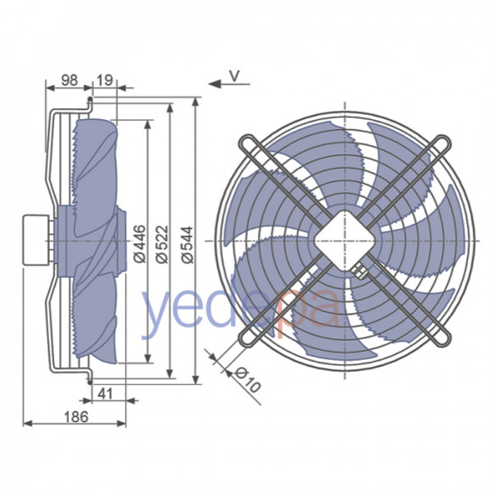 Ziehl-Abegg FN045-4EK.2F.V7P2 Axial Fan - 230V, 450mm Fan Diameter, 6,700 m³/h Air Flow, 1290 RPM, Suction Type - Art. 141715