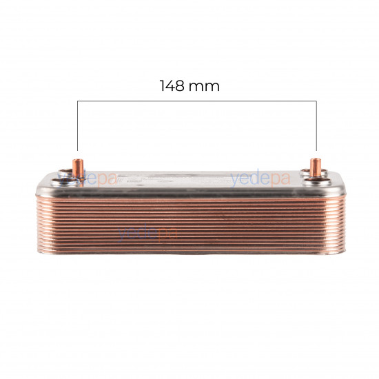 Zilmet Combi Boiler Plate Heat Exchanger 16 Plates – 17B1901601, 148 mm, 28 kW | Beretta R8037, Riello 4364201, Arçelik Compatible