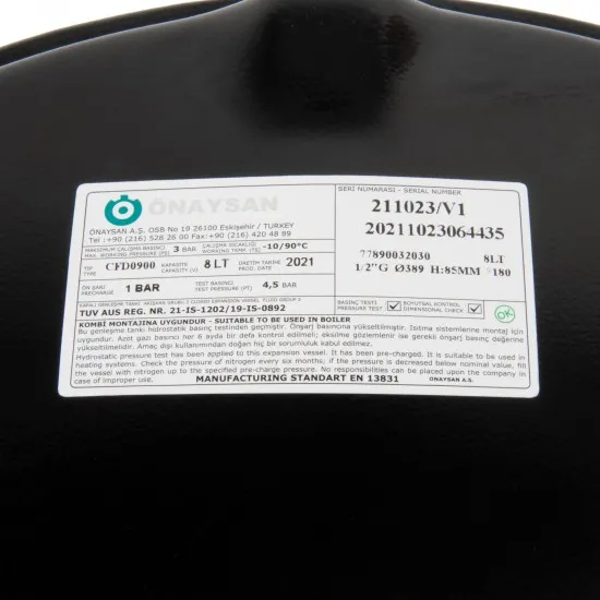 1/2" 8 LT ECA Kombi Genleşme Tankı