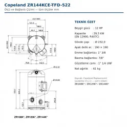 12 HP Copeland Kompresör Zr144-Kce-Tfd-522 (Kaynaklı)