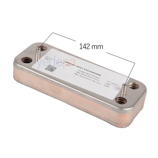 12 Plakalı Kombi Plakalı Eşanjör - 142 mm Vida Aralığı ile Ariston Egis-II, Clas, Genus Evo, Cares, Alteas Uyumlu