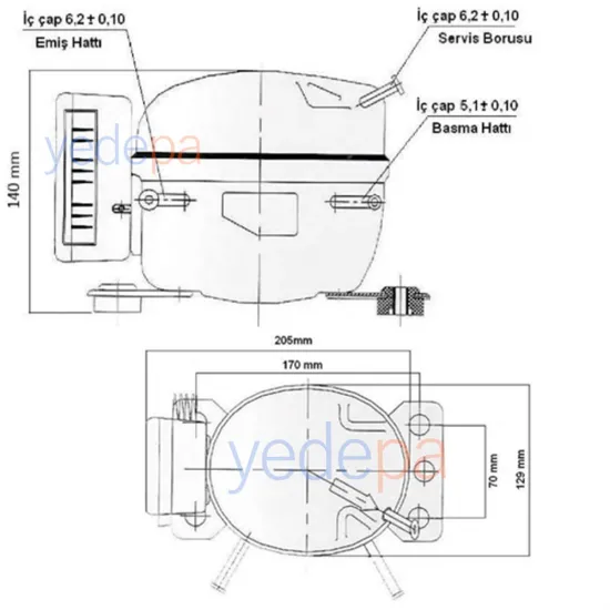 AKA-25 25G Model 12/24 Volt DC Buzdolabı Kompresörü