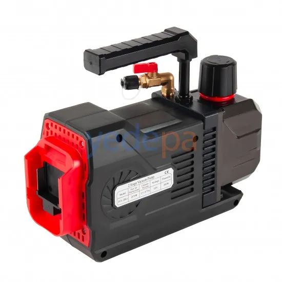 2VI-1DLi Çift Kademeli Akülü, Şarjlı, Kablosuz Vakum Pompası - 18V, 200W, 2CFM Lityum Bataryalı, Alüminyum Çantalı