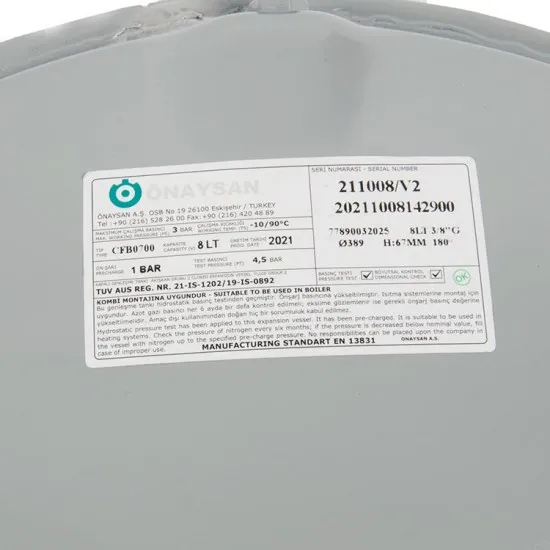 3/8" 8 LT Kombi Genleşme Tankı