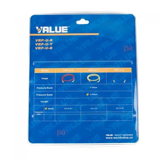 Value VRP-C-R/B/Y Gaz Hortumu 120cm (Check Valfli) - R410A, R134A, R12, R22 Uyumlu