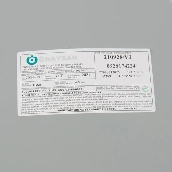 3/8" 7 LT Kombi Genleşme Tankı