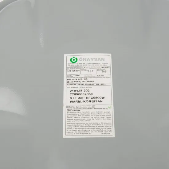 3/8" 8 LT Warmhaus Dikdörtgen Kombi Genleşme Tankı