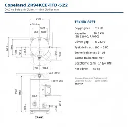 8 HP Copeland Kompresör Zr94-Kce-Tfd-522 (Kaynaklı)