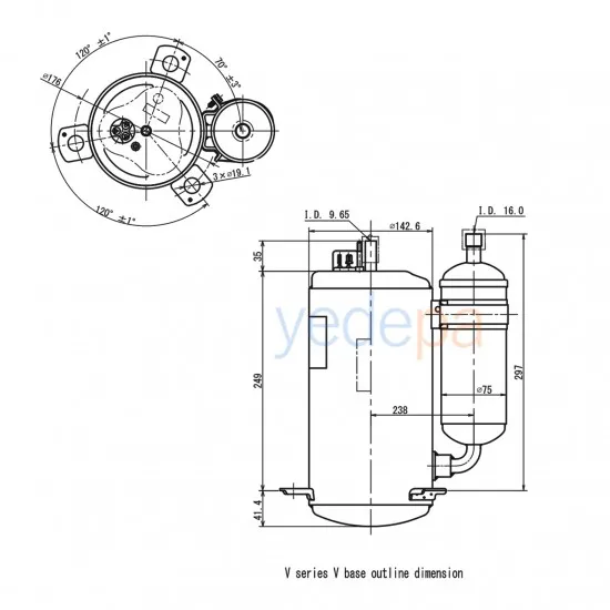 Panasonic Rotary Kompresör 2V47W225AUA - 28.507 BTU, R22, 3 HP