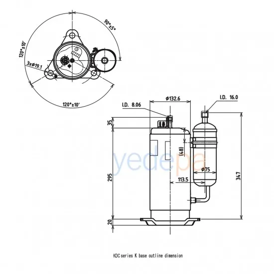Panasonic Rotary Kompresör 5KS225EAA21 - 5450 W, 18,600 BTU, R410A, 1.5 HP
