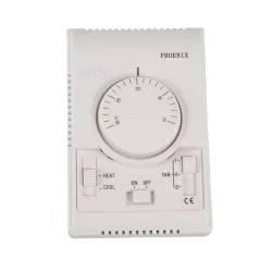 Merkezi Klima Fancoil Termostat 10~30°C - Sıcak, Soğuk AC110-220V, Duvara Montaj, Mekanik, 3 Fan Modu
