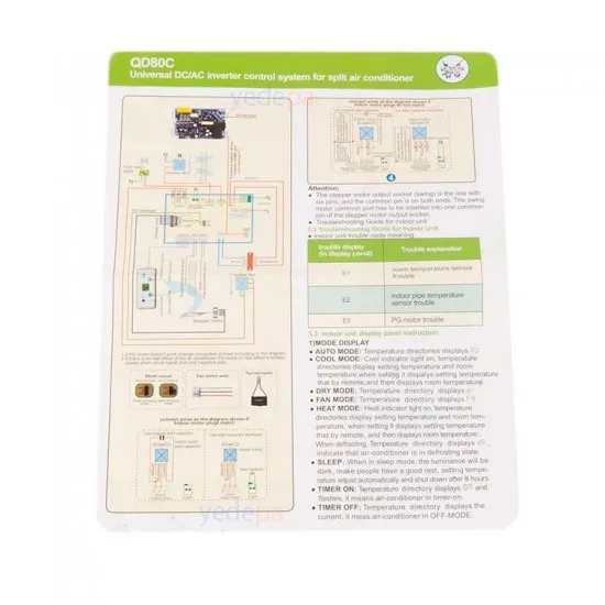QD80c Universal İnverter Klima Kartı (İç Fanı Dc Olanlar İçin)