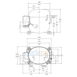 Tecumseh AE 2425 ZNBR 1/2 Hp Soğutma Kompresörü R-404A