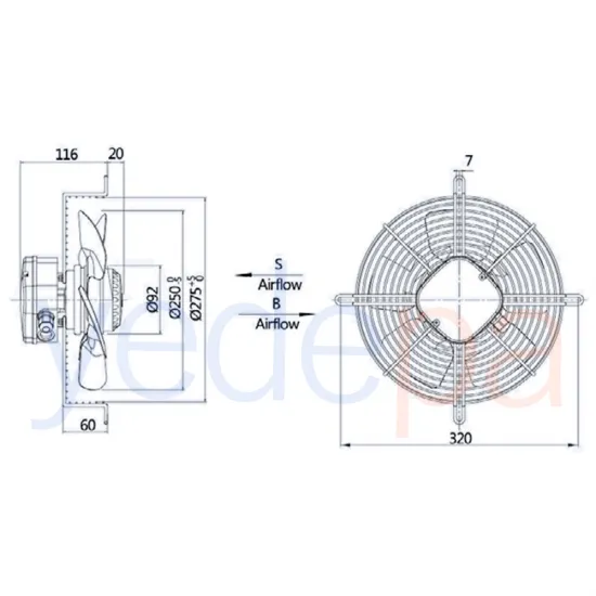 Weiguang Emici Aksiyel Fan 25 Cm (Motorlu) YWF4E-250