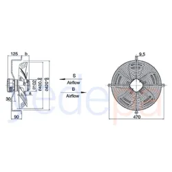 Weiguang 400 mm Üfleyici Aksiyel Fan UFYWF4E-400 - 1380 Devir 220V