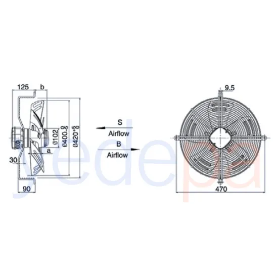 Weiguang Emici Aksiyel Fan 40 Cm (Motorlu) YWF4E-400 - 1380 Devir - 220V