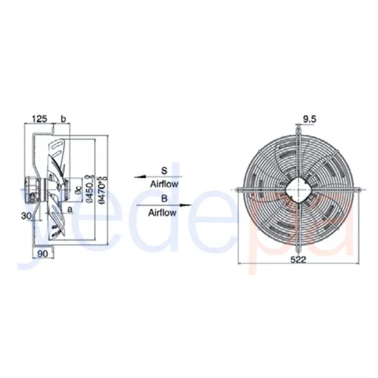 Weiguang 450 mm Üfleyici Aksiyel Fan UFYWF6E-450 - 920 Devir 220V