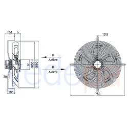 Weiguang Emici Aksiyel Fan 63 Cm (Motorlu) YWF6D-630 - 380V