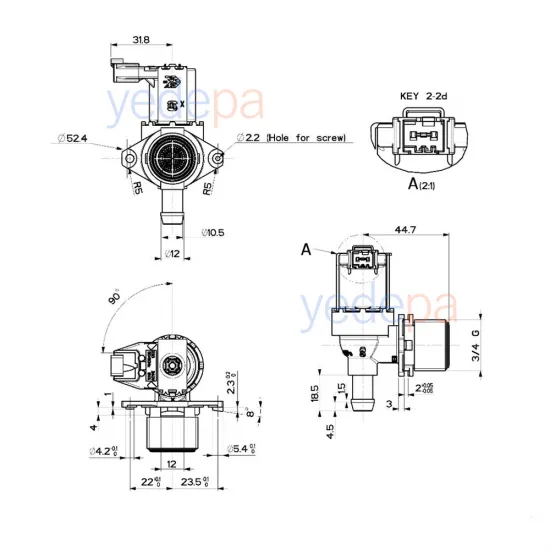 Bulaşık Makinesi Tekli Su Giriş Ventil Vanası - 90° Plastik Bağlantılı Soketli 10.5mm - TP Reflex