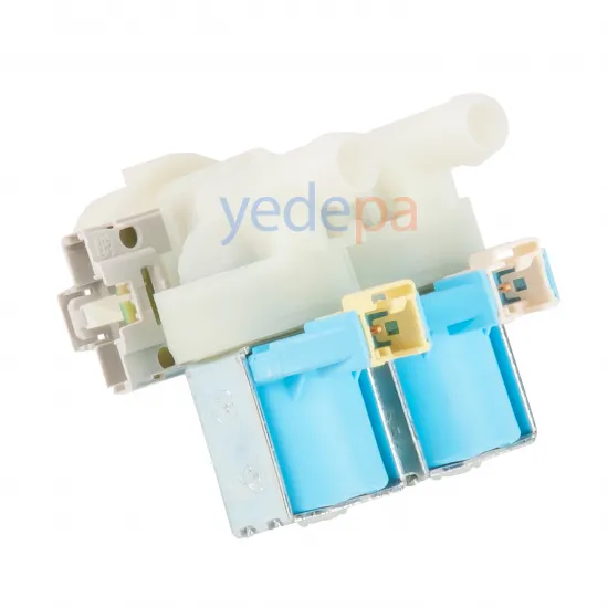 Çamaşır Makinası İkili Su Giriş Vana Ventili - 180° Plastik Bağlantılı Grup Soketli - TP Reflex