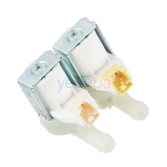 Çamaşır Makinası İkili Su Giriş Vana Ventili Geçmeli Grup Soket Beyaz Bobin 180°