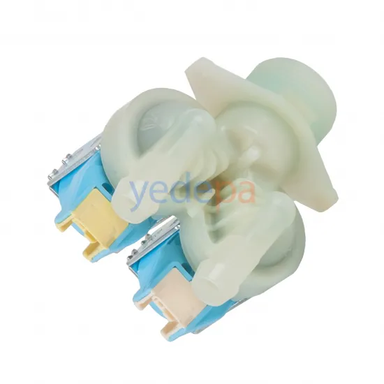 Çamaşır Makinası İkili Su Giriş Vana Ventili Mavi Bobin - 180° Plastik Bağlantılı Grup Soketli - TP Reflex