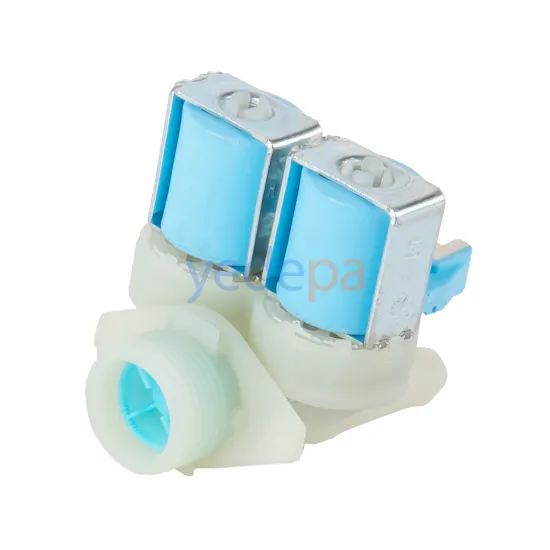 Çamaşır Makinası İkili Su Giriş Vana Ventili Mavi Bobin - 180° Plastik Bağlantılı Grup Soketli - TP Reflex