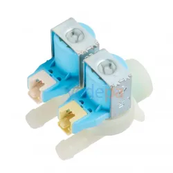 Çamaşır Makinası İkili Su Giriş Vana Ventili Mavi Bobin - 180° Plastik Bağlantılı Grup Soketli - TP Reflex