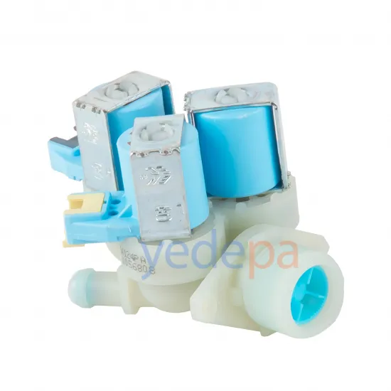 Çamaşır Makinesi Üçlü Su Giriş Ventil Vanası Mavi Bobin - 180° Plastik Bağlantılı Soketli 2005680800 10.5mm - TP Reflex