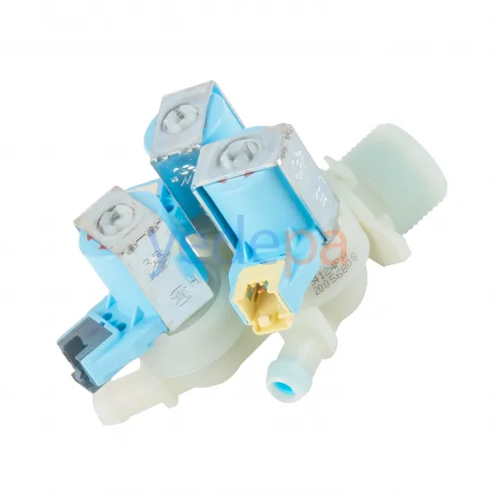 Çamaşır Makinesi Üçlü Su Giriş Ventil Vanası Mavi Bobin - 180° Plastik Bağlantılı Soketli 2005680800 10.5mm - TP Reflex