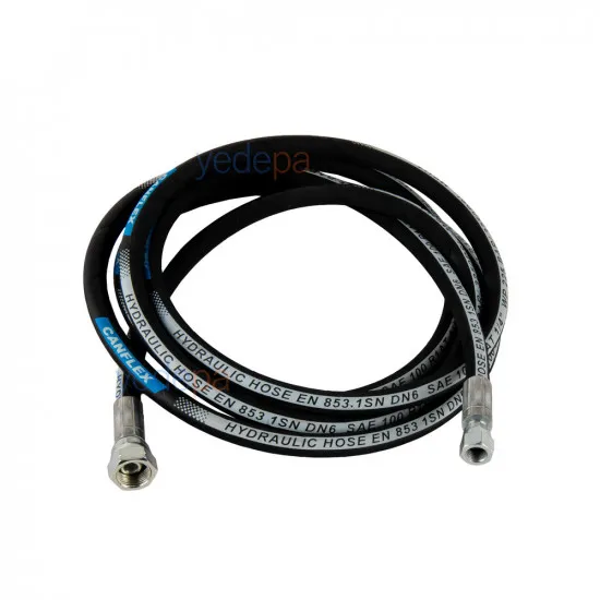 Canflex 1/4 inç Hidrolik Hortum 3 Metre – EN 853 1SN / SAE 100 R1AT, 225 Bar, Çift Taraflı Rekorlu