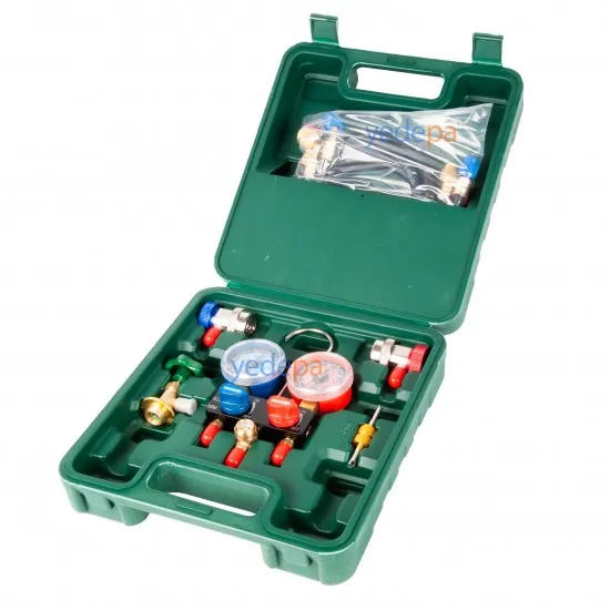 Hongsen HS-M01-134-A 2'li Manifold Seti (Çantalı) - Otomotiv İçin - R22, R134a, R1234yf