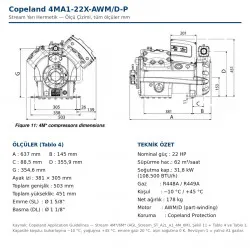 Copeland 4MA1-22X-AWM/D-P Stream Yarı Hermetik Kompresör – 22 HP / 108.500 BTU, R448A-R449A