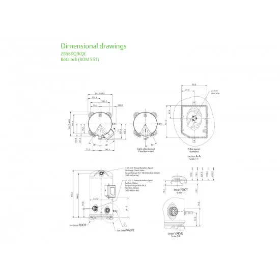 Copeland ZB58KQE-TFD-551 Scroll Kompresör – 8 HP / 58.000 BTU, R404A (Rotalock Vanalı)