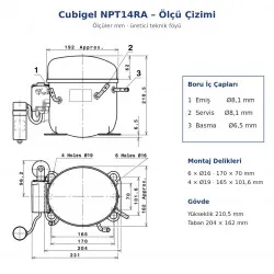 Cubigel NPT14RA Hermetik Kompresör – 1/2 HP, R290, HBP 2.066 W