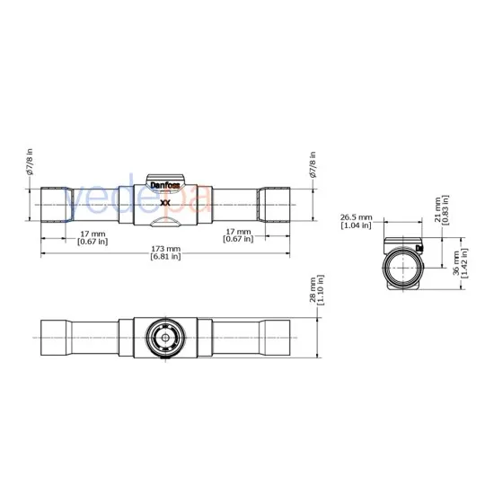 Danfoss 014-0186 SGN 22S Gözetleme Camı 7/8" (22 mm) ODF, 35 bar