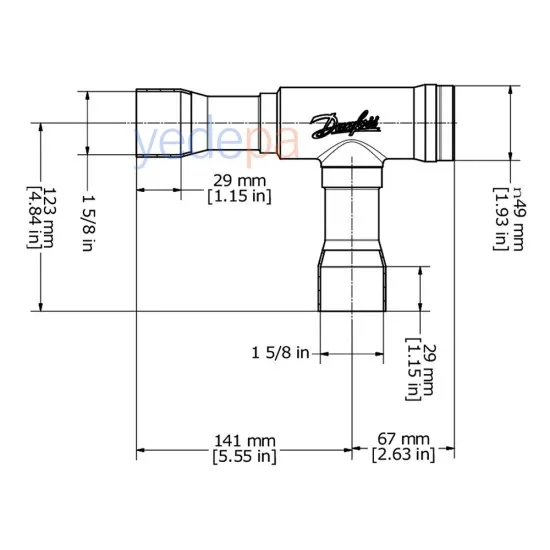 Danfoss 020-1061 NRV 35S 1 5/8" ODF Köşe Tip Kaynaklı Çekvalf – 29 m³/h Kv, 46 bar