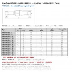 Danfoss NRVH 16s Çek Valf (020B1038) – 5/8" ODF Düz Kaynaklı, Güçlü Yaylı 0,20 bar, Kv 4,00