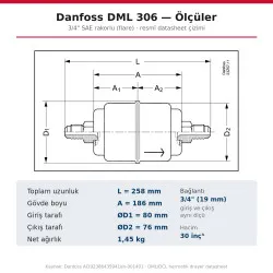Danfoss 023Z0193 DML 306 Kurutucu Filtre - Drayer 3/4" Rakorlu